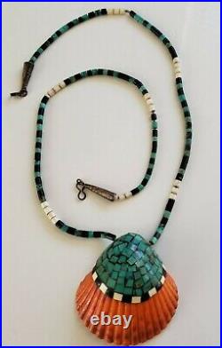 Santo Domingo Pueblo Shell Gemstone Necklace, Vintage Native American