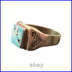 Signed ROY BUCK Navajo Sterling Turquoise Men's Ring Sz 10 9.2g Vintage