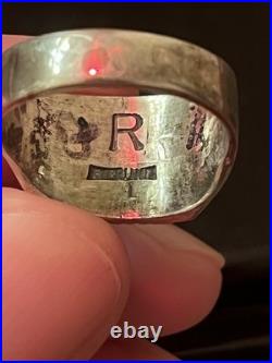 Signed ROY BUCK Navajo Sterling Turquoise Men's Ring Sz 10 9.2g Vintage