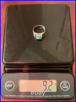 Signed ROY BUCK Navajo Sterling Turquoise Men's Ring Sz 10 9.2g Vintage