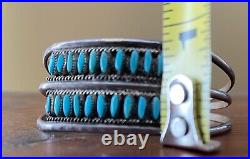 Signed Vintage Native American Zuni Petit Point Turquoise Cuff Bracelet Unique