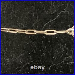 Signed Vintage Yellowhorse Navajo Turquoise Sterling Pendant paperclip Chain 28