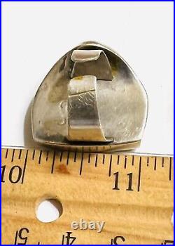 Signed Vtg Native American Sterling Silver Ring Corn Row Turquoise Adj Nice