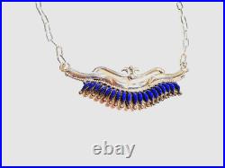 Signed Vtg Zuni Needlepoint Lapis Necklace And Earings