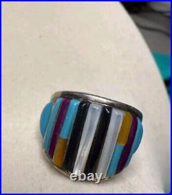 Size 10 Cobblestone Turquoise Sterling Silver Ring Vintage
