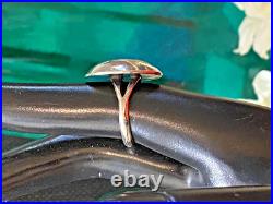 Size 6.5 Vintage Native American Coral & Sterling Silver Shadowbox Ring. Navajo