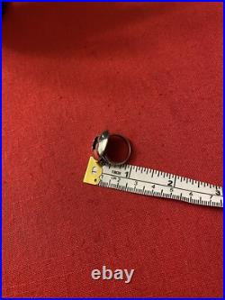 Size 6.5 Vintage Native American Coral & Sterling Silver Shadowbox Ring. Navajo