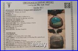 Sky Blue Turquoise Bead, Navajo Pearls & Silver Vintage Pendant & Certificate