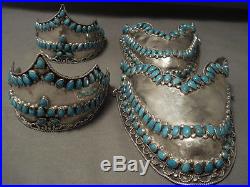 Smithsonian Quality Vintage Navajo Sterling Silver Turquoise Shoe Guards