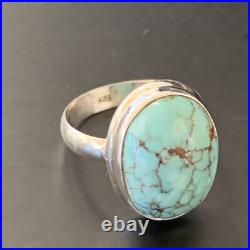 Spiderweb Blue Turquoise Navajo Sterling Silver Ring Size 6 11427
