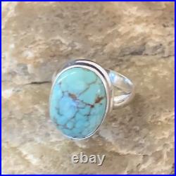 Spiderweb Blue Turquoise Navajo Sterling Silver Ring Size 6 11427