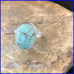 Spiderweb Blue Turquoise Navajo Sterling Silver Ring Size 6 11427