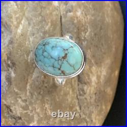 Spiderweb Blue Turquoise Navajo Sterling Silver Ring Size 6 11427
