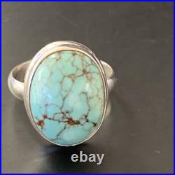 Spiderweb Blue Turquoise Navajo Sterling Silver Ring Size 6 11427