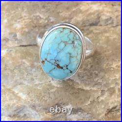 Spiderweb Blue Turquoise Navajo Sterling Silver Ring Size 6 11427