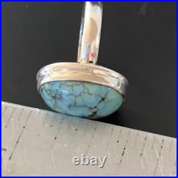 Spiderweb Blue Turquoise Navajo Sterling Silver Ring Size 6 11427