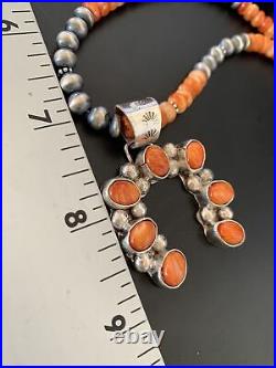 Spiny Oyster Naja Pendant Navajo Pearls Sterling Silver Necklace 12091