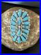 Stabilized Kingman Turquoise Navajo Sterling Silver Cluster Ring Size 6.5 20032