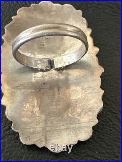Stabilized Kingman Turquoise Navajo Sterling Silver Cluster Ring Size 6.5 20032