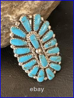 Stabilized Kingman Turquoise Navajo Sterling Silver Cluster Ring Size 6.5 20032