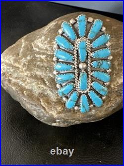 Stabilized Kingman Turquoise Navajo Sterling Silver Cluster Ring Size 6.5 20032