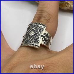 Stamped Native American-Style Heavy 925 Sterling Silver Ring