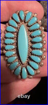 Stellar Vintage Navajo Native American A+++ Turquoise Sterling Cluster Earrings