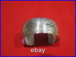 Sterling Silver Navajo Bracelet Artist Signed Rose Castillo Flute player