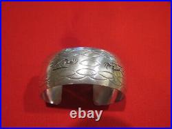 Sterling Silver Navajo Bracelet Artist Signed Rose Castillo Flute player