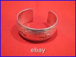 Sterling Silver Navajo Bracelet Artist Signed Rose Castillo Flute player