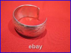 Sterling Silver Navajo Bracelet Artist Signed Rose Castillo Flute player