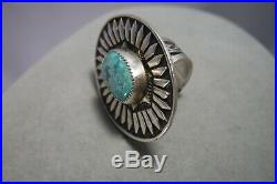 Sterling Silver Turquoise Native American Navajo Huge Ring Vintage Size 9