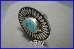 Sterling Silver Turquoise Native American Navajo Huge Ring Vintage Size 9