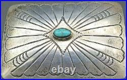 Sterling Silver Turquoise Stone Southwest Signed AB Vintage Belt Buckle
