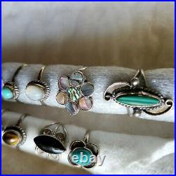 Sterling Silver Vtg Ring Lot Mexico Turquoise Multi Stone No Scrap Native sz4 5