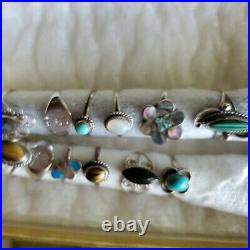 Sterling Silver Vtg Ring Lot Mexico Turquoise Multi Stone No Scrap Native sz4 5