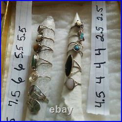 Sterling Silver Vtg Ring Lot Mexico Turquoise Multi Stone No Scrap Native sz4 6