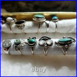 Sterling Silver Vtg Ring Lot Mexico Turquoise Multi Stone No Scrap Native sz5 4