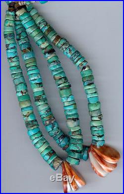 Striking Vintage Santo Domingo Turquoise Heishi Bead Jocklas Necklace
