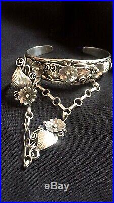 Stunning Lee Charley Vintage Sterling Slave Bracelet Native Navajo Old Pawn