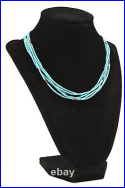 Stunning Liquid Sterling Silver Vintage 5 Strand Turquoise Navajo Necklace