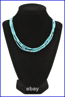Stunning Liquid Sterling Silver Vintage 5 Strand Turquoise Navajo Necklace