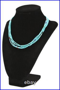 Stunning Liquid Sterling Silver Vintage 5 Strand Turquoise Navajo Necklace