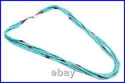Stunning Liquid Sterling Silver Vintage 5 Strand Turquoise Navajo Necklace