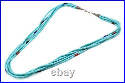 Stunning Liquid Sterling Silver Vintage 5 Strand Turquoise Navajo Necklace