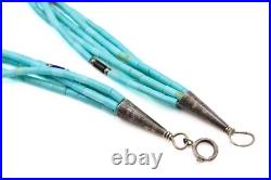 Stunning Liquid Sterling Silver Vintage 5 Strand Turquoise Navajo Necklace