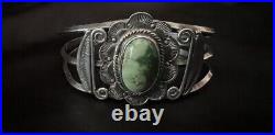 Stunning Vintage Native American Sterling Sliver Royston Turquoise Cuff 6