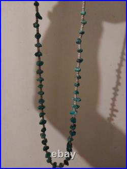 Stunning Vintage Native American Turquoise Heishi Necklace 32 Inches