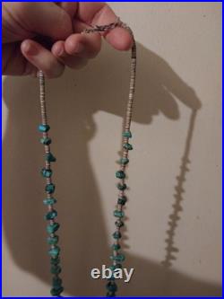 Stunning Vintage Native American Turquoise Heishi Necklace 32 Inches