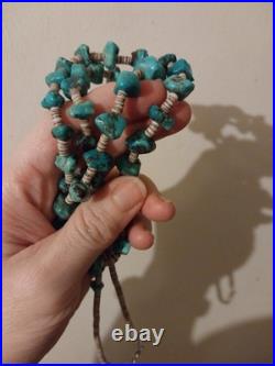 Stunning Vintage Native American Turquoise Heishi Necklace 32 Inches